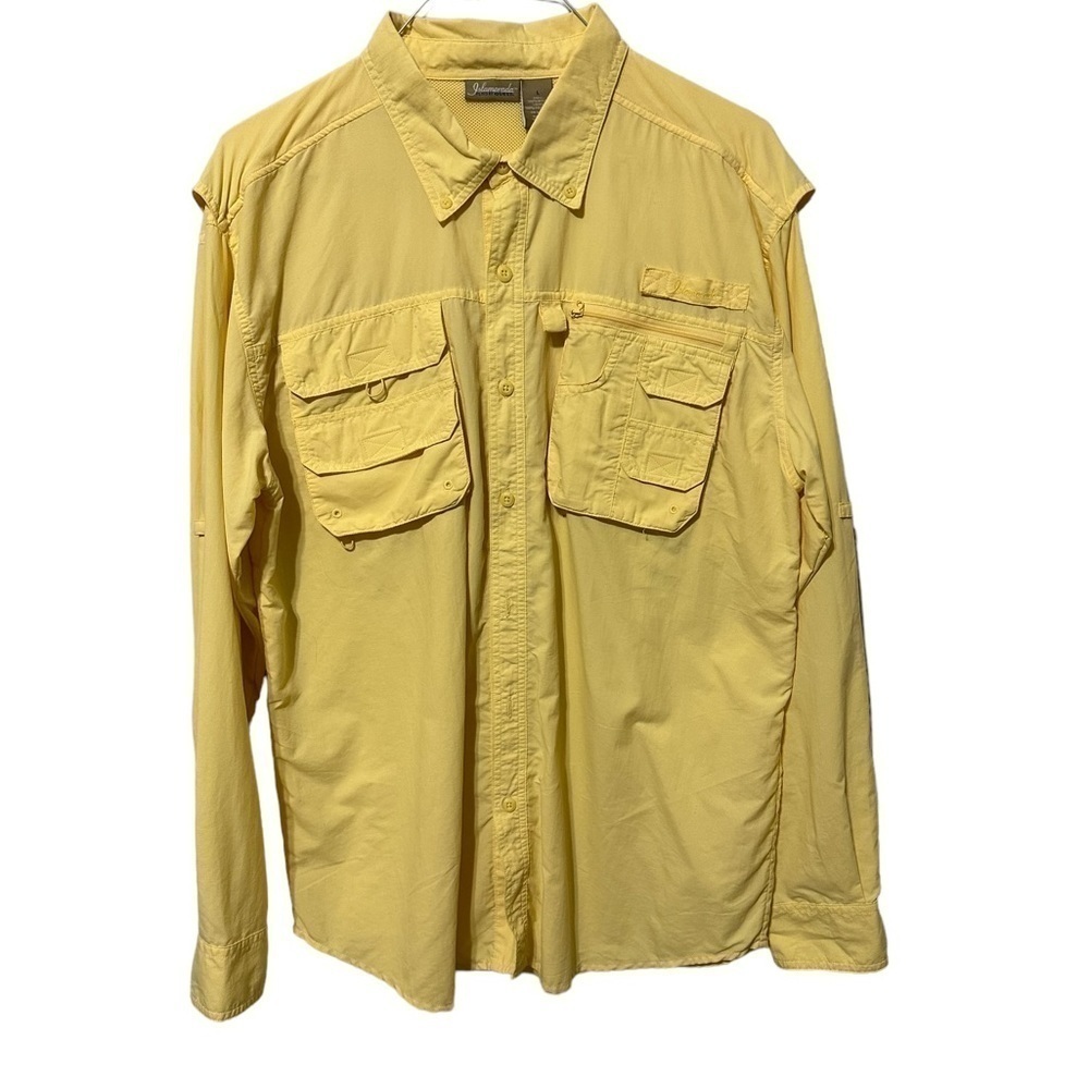 Quest Islamorada Vented Fishing Shirt Tan Camp Shirt Long Sleeve Mens Sz Large